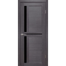 Дверь межкомнатная Дубрава Сибирь Форет МЕДИАНА Дуб грей, стекло черное